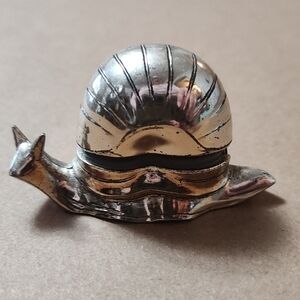 Vtg Silver Plate Gilt Metal SNAIL SHELL Open Salt Deror Dining Table Figural Box